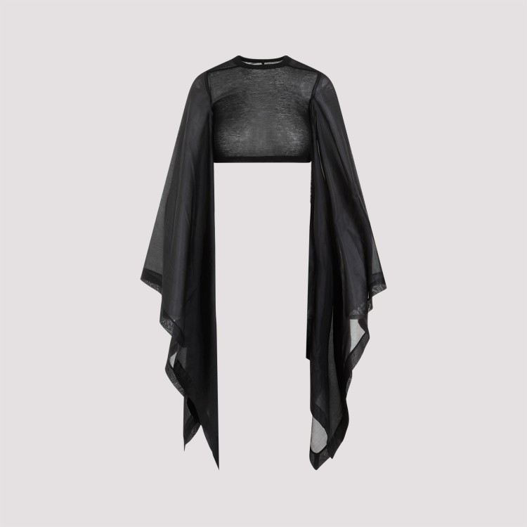 Shop Rick Owens Flag Crop Habotai Black Cotton Silk Top