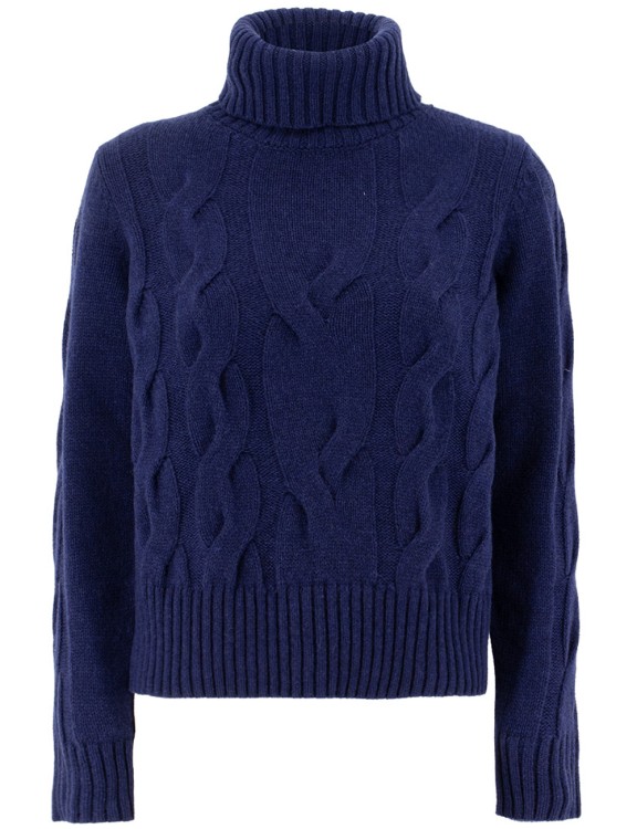 Panicale Navy Blue Cashmere Turtleneck Pullover In Black