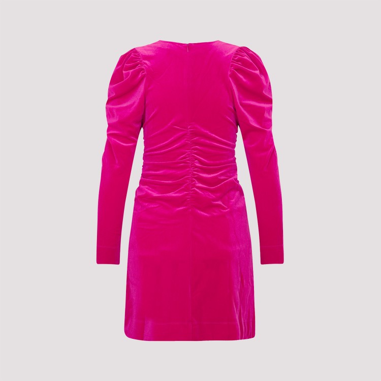 Shop Ganni Velvet Love Potion Recycled Polyester Mini Dress In Pink