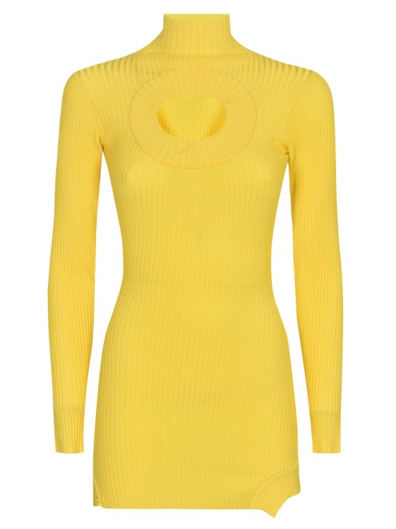Shop David Koma Canary Yellow Ribbed Knit Dress