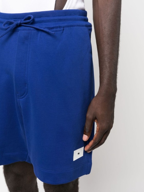 Shop Y-3 Drawstring Organic Cotton Track Shorts In Blue