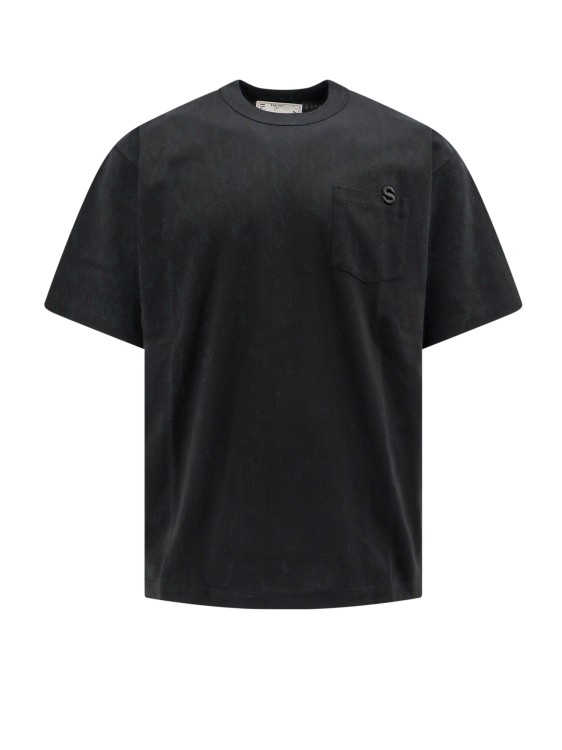 Shop Sacai Cotton T-shirt With Embroidered Monogram In Black