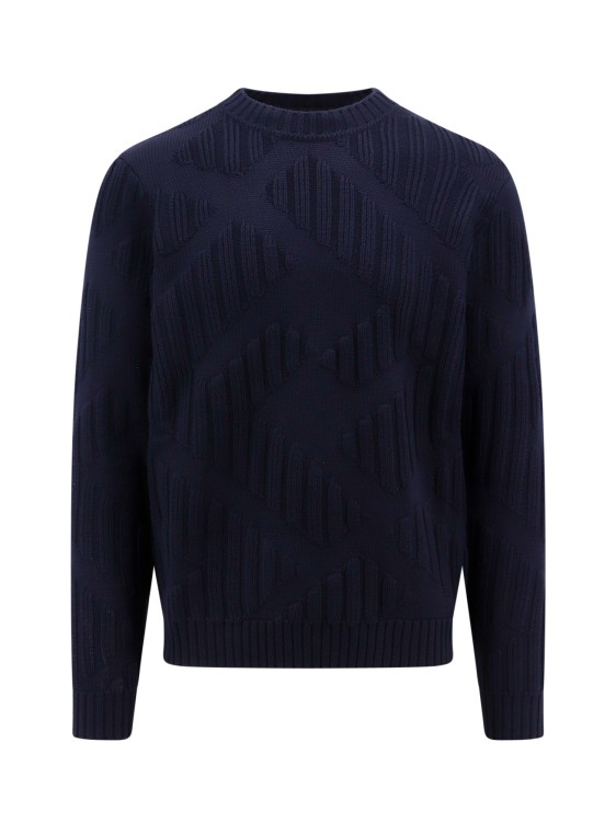 Shop Fendi Jacquard Ribbed Wool Sweater In Black