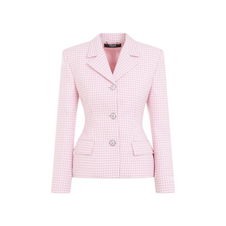 Shop Versace Pastel Pink Virgin Wool Vichy Informal Jacket