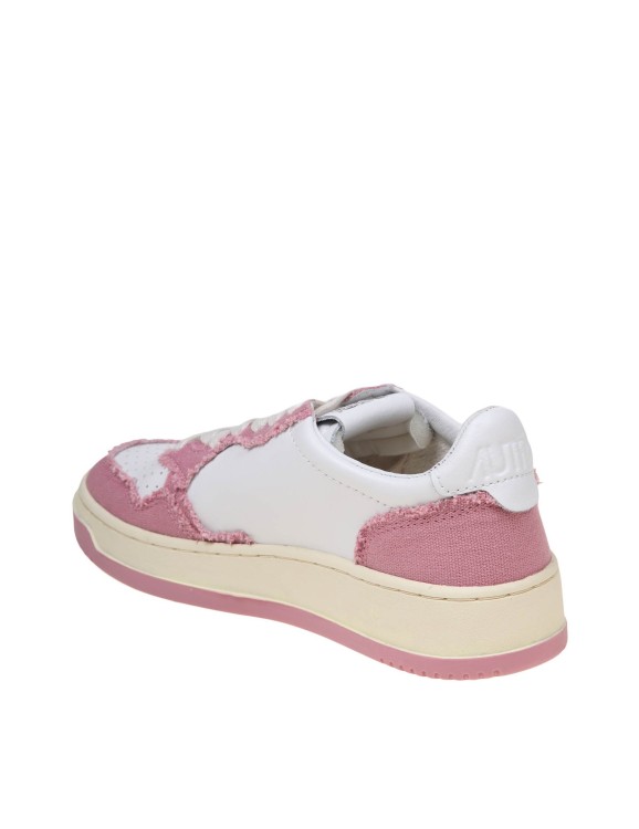 Shop Autry Sneakers In White And Pink Leather And Canvas