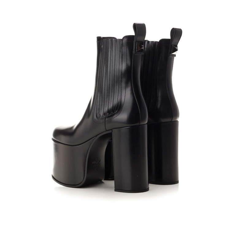 Shop Valentino Ankle Leather Boots In Black