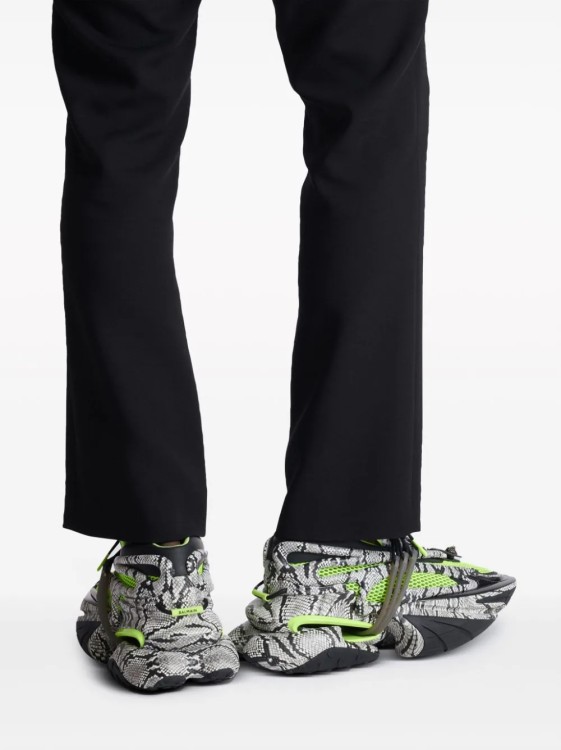 Shop Balmain Multicolored Unicorn Snakeskin-effect Sneakers In Grey