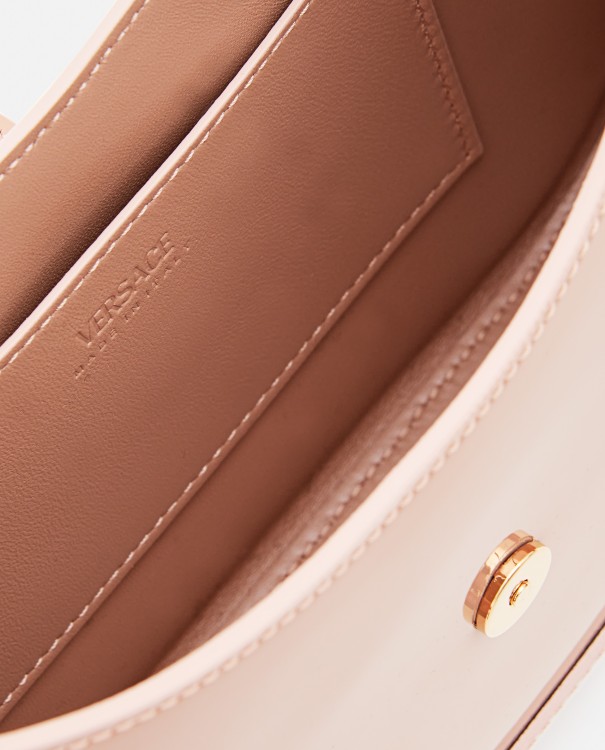 Shop Versace Patent Leather Shoulder Bag In Brown