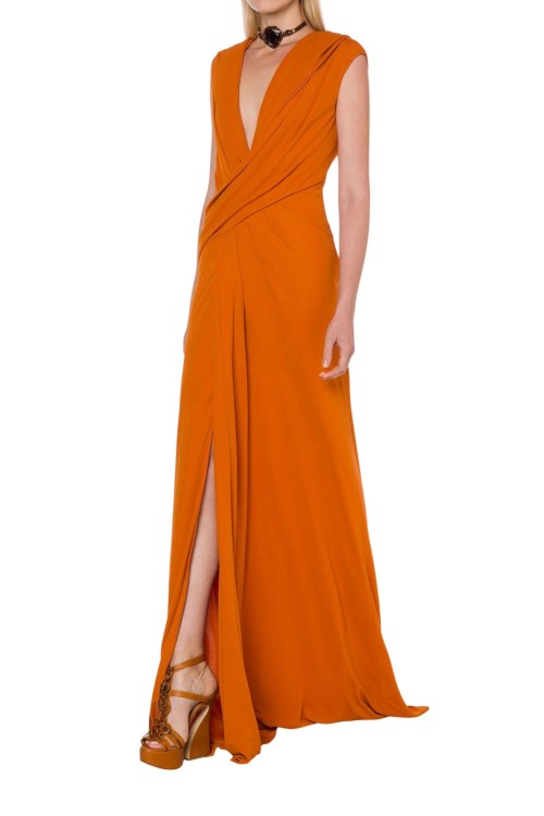 Shop Alberta Ferretti Orange Long Dress