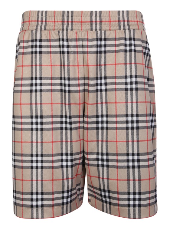 Burberry Beige Shorts With Signature Check Print In Brown