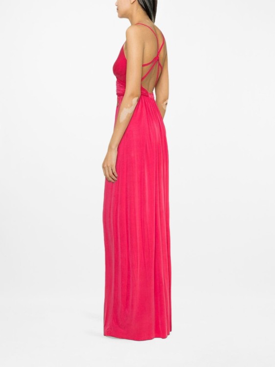 Shop Elisabetta Franchi V-neck Pleated Gown In Red