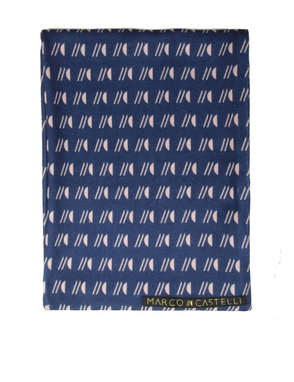 Shop Marco Castelli Wool Scarf With Pattern In Blue