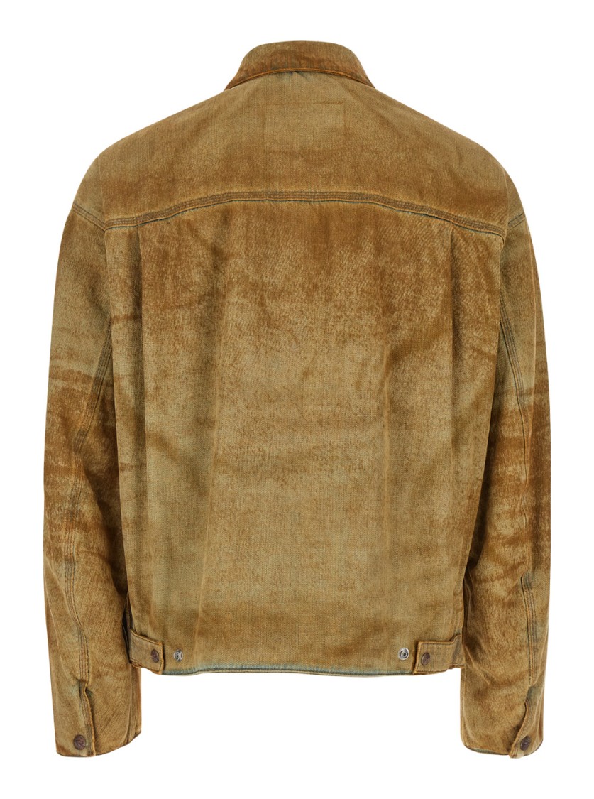 Shop Diesel Rust Oval D Denim Jacket With Unique Texture In Brown