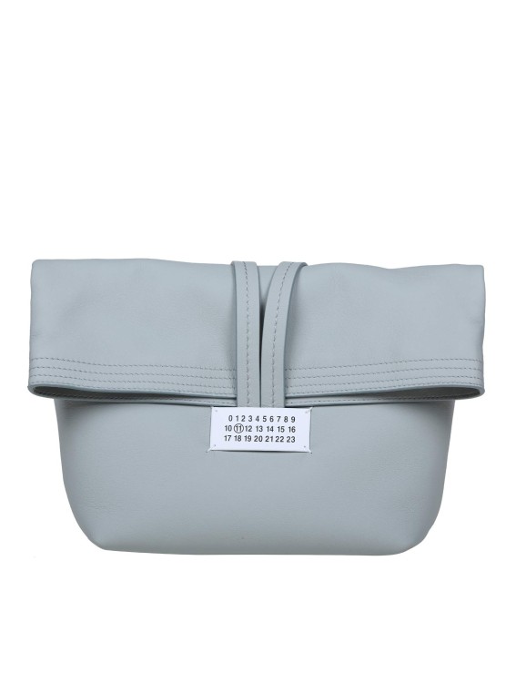 Shop Maison Margiela Clutch Bag In Soft Anisette Color Leather In Blue