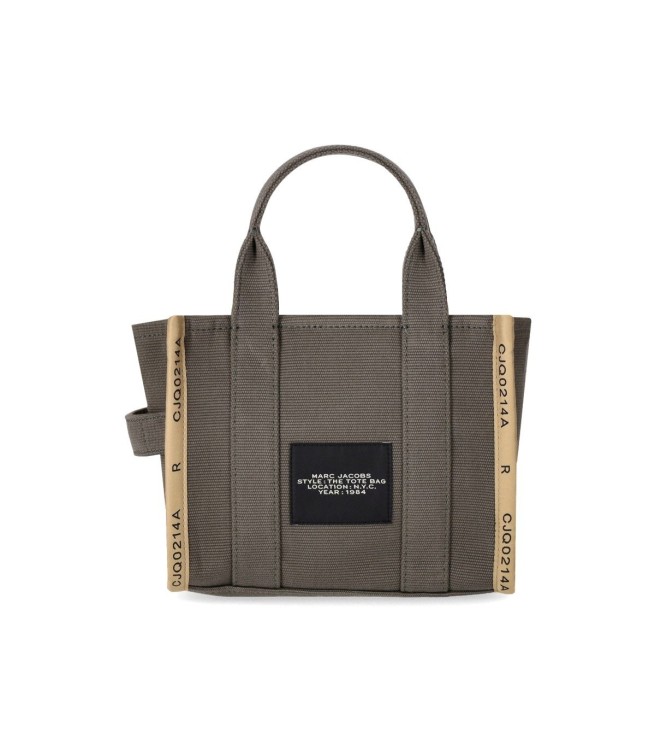 Shop Marc Jacobs The Jacquard Small Tote Bronze Green Handbag In Grey