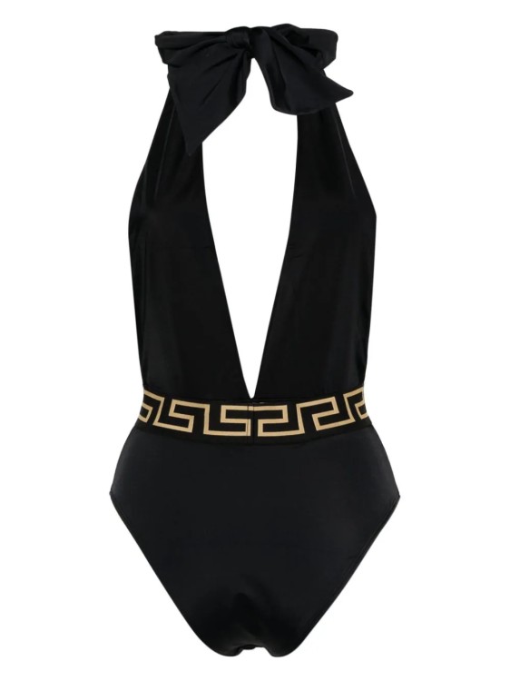 Shop Versace Black Greca Border Swimsuit