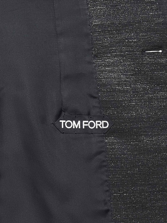 Shop Tom Ford Black Broken Lurex Tailoring Wool Jacket