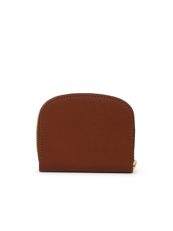 Shop Apc Small 'demi Lune' Brown Leather Wallet In Red