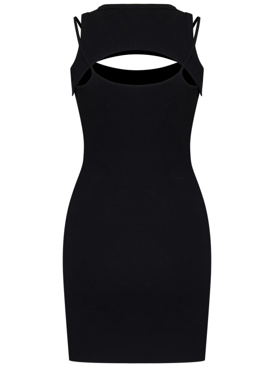 Shop Off-white Short Dress In Black Ribbed Stretch Cotton