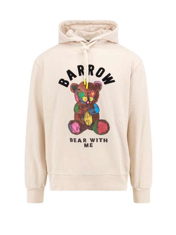 Shop Barrow Cotton Sweatshirt With Iconic Frontal Print In Neutrals