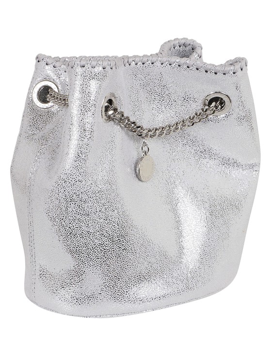 Shop Stella Mccartney Bucket Bag In Polka Dot Shaggy Deer Vegan Fabric In Silver