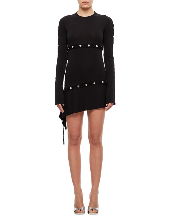 Shop Attico Jersey Mini Dress In Black