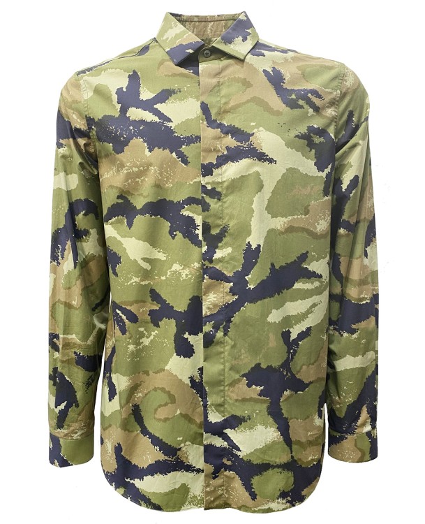 Shop Valentino Camouflage Army Shirt In Neutrals
