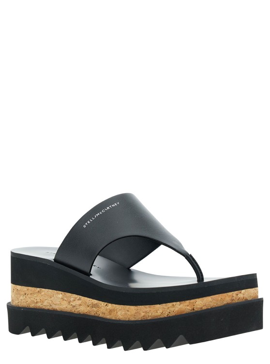 Shop Stella Mccartney Black Thong Sandals With Sneak-elyse Platform In Eco Leather