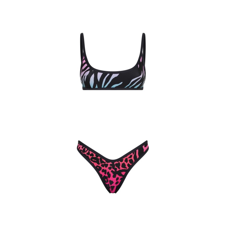 Attico Multicolor Animal Print Bikini Set In Multicolor
