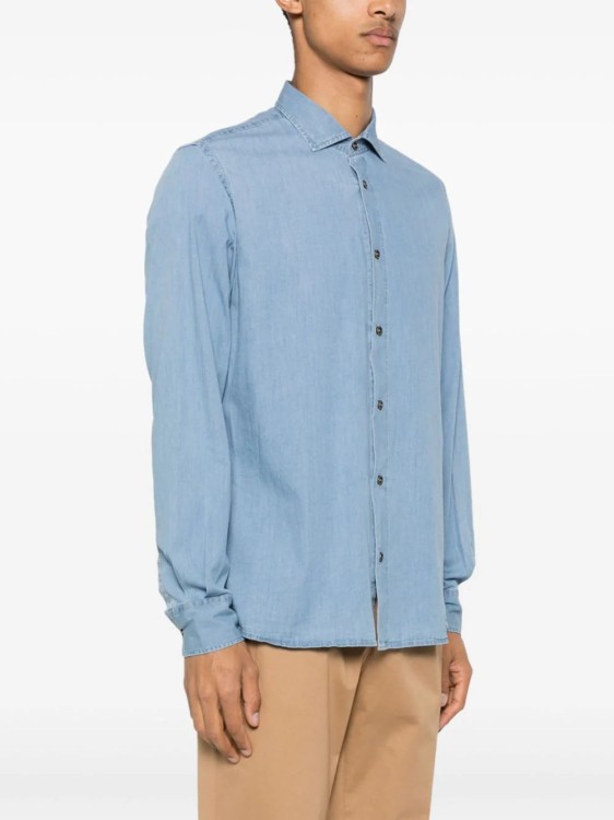 Shop Peserico Cotton Denim Shirt In Blue