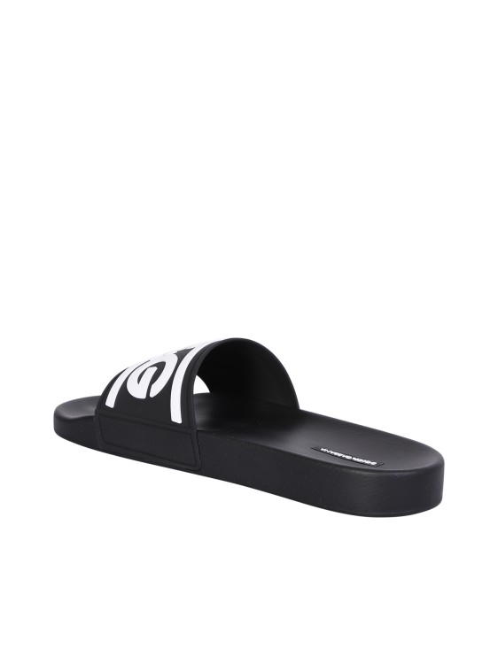 Shop Dolce & Gabbana Rubber Logo Sandals Slides In Neutrals