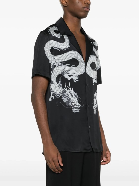 Shop Balmain Black Dragon-print Shirt