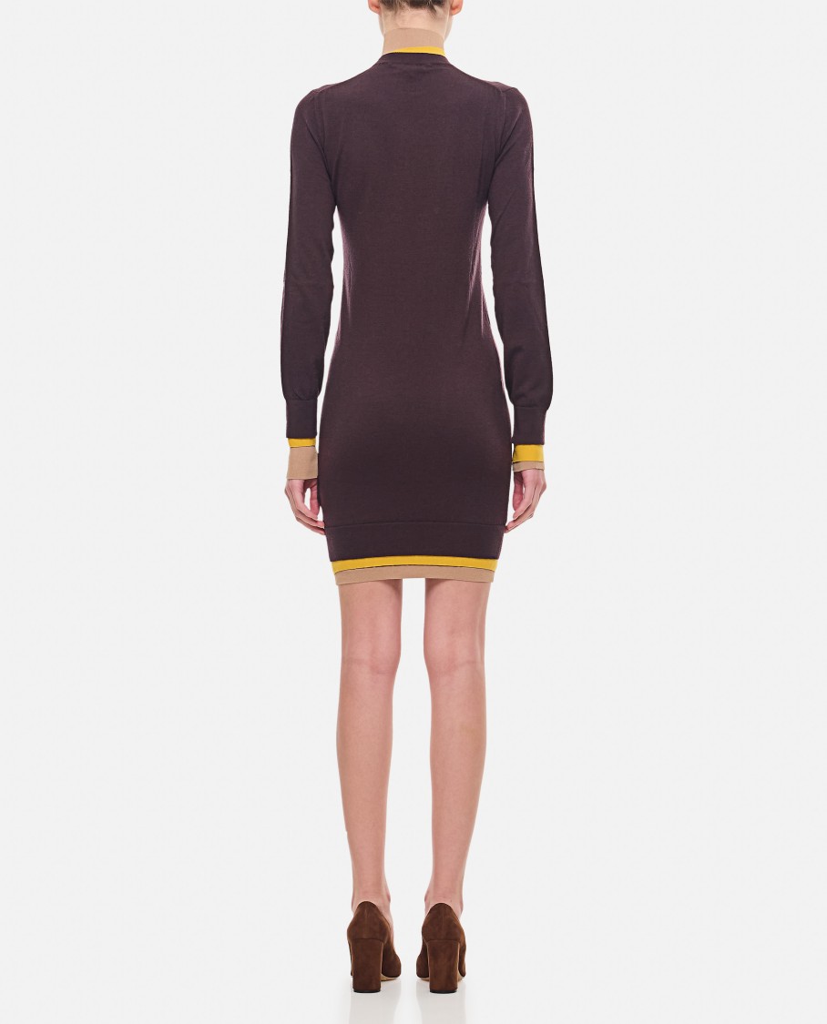 Shop Fendi Layering Color Trims Short Dress In Purple