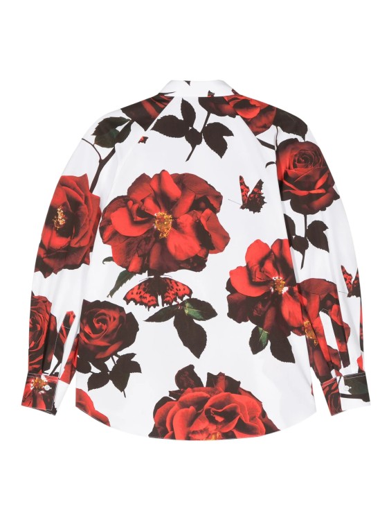 Shop Alexander Mcqueen Roses-print White Shirt