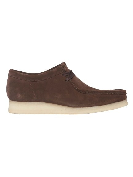 CLARKS WALLABEE LACE-UP SHOES IN DARK BROWN SUEDE