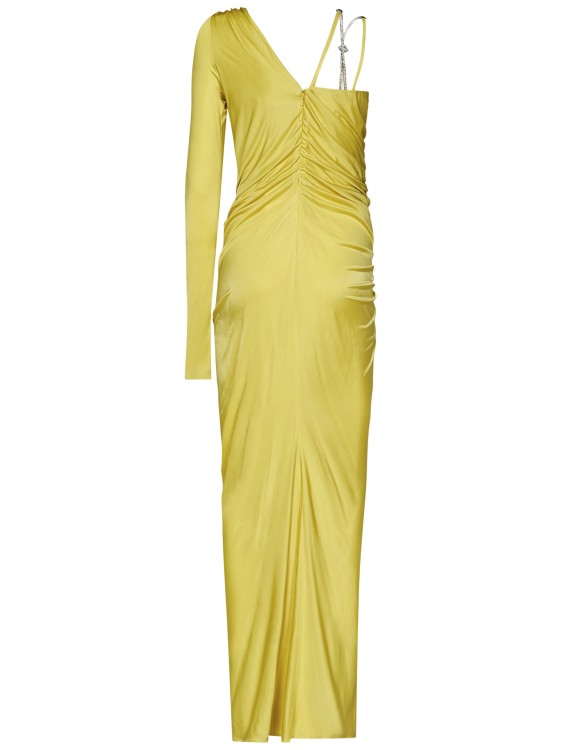 Shop Zuhair Murad Long Dress In Draped Acacia Yellow In Gold