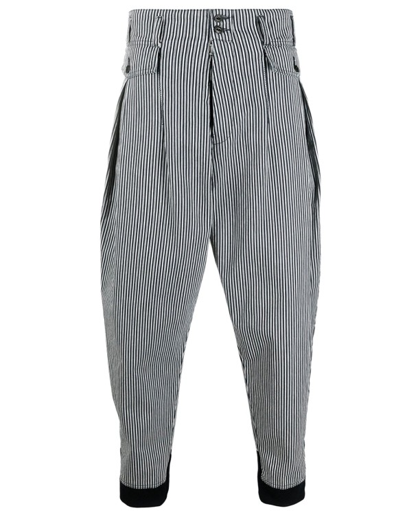 Shop Maison Margiela High-waist Striped Work Pants In Grey