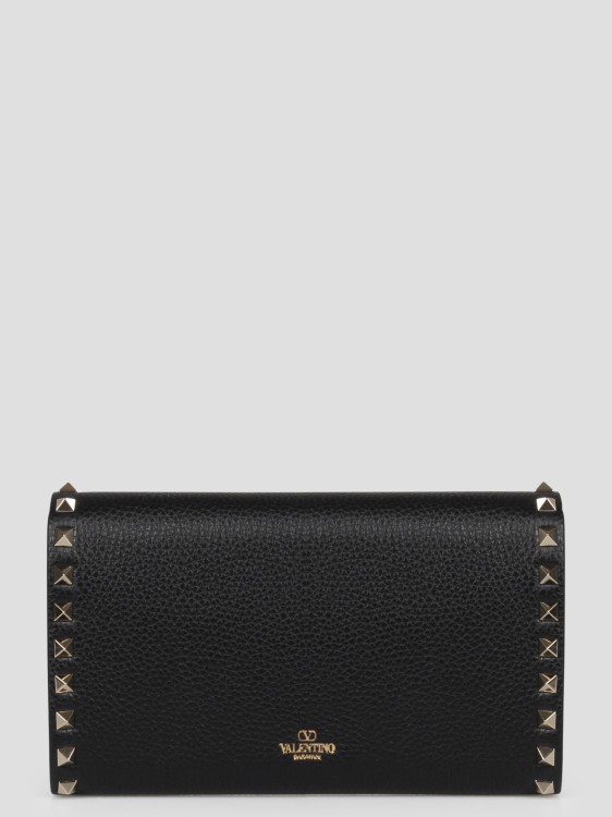 Shop Valentino Rockstud Chain Calfskin Bag In Black
