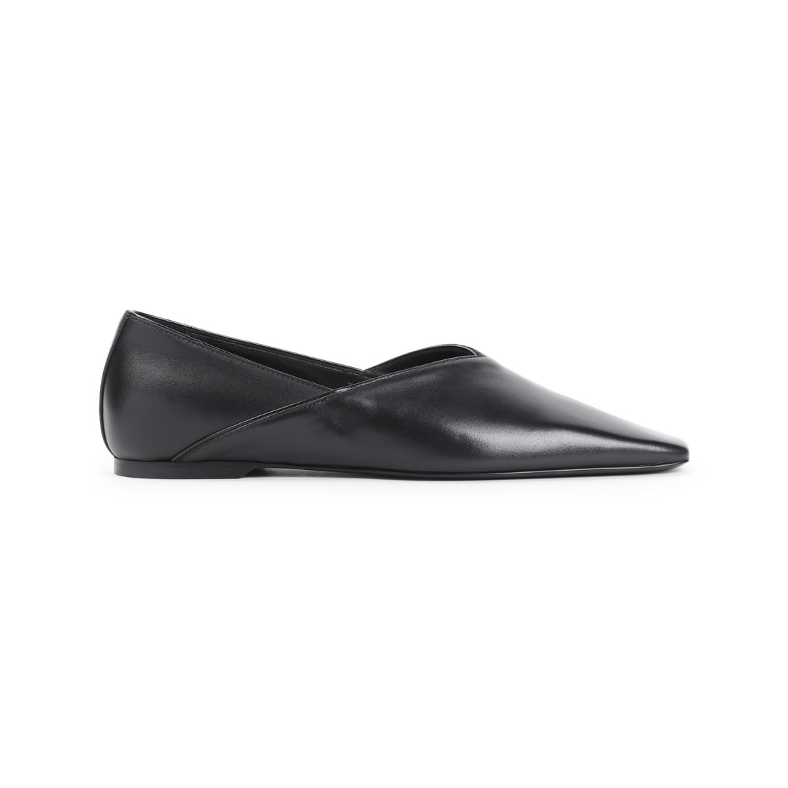 Totême The Everyday Flat Black Nappa Leather Ballerinas In Grey