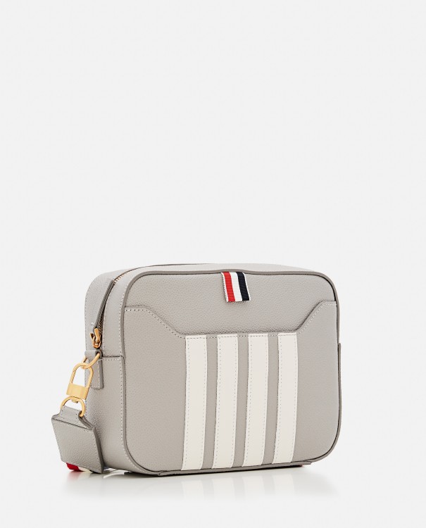Shop Thom Browne Small Leather Camera Bag In Grey
