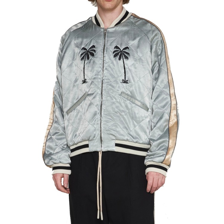 Shop Palm Angels Quilted Logo Jacket In Blue