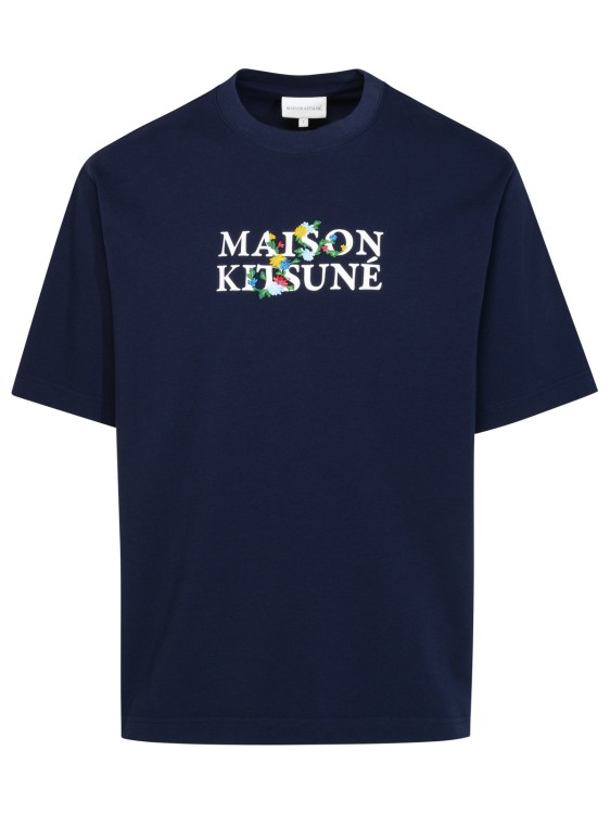 Shop Maison Kitsuné Maison Flowers T-shirt In Blue