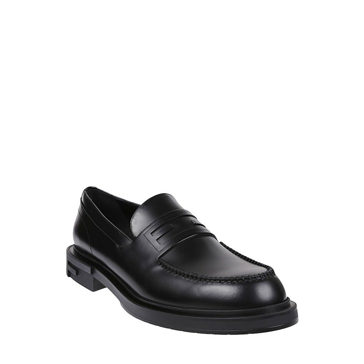 Shop Fendi Leather Loafers In Black