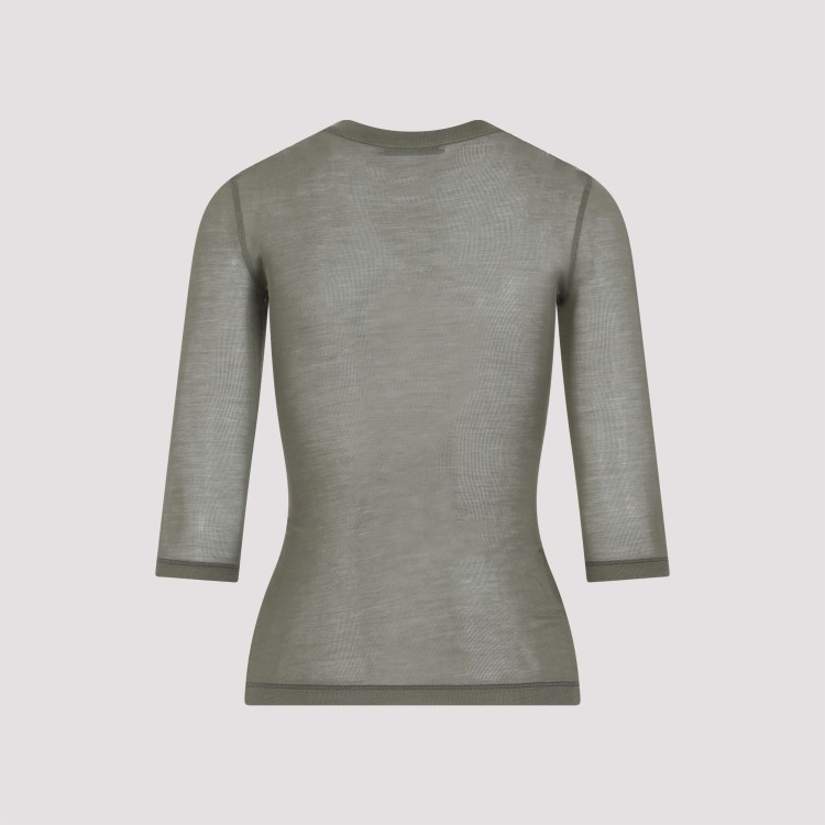 Shop Prada Green Silk Top In Grey