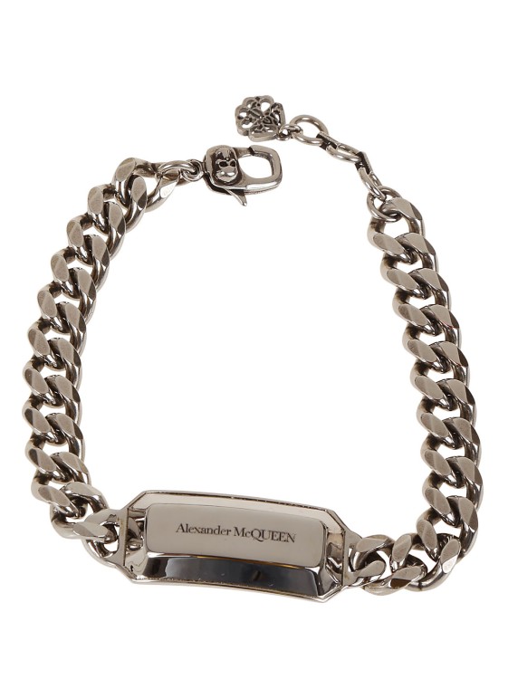 Shop Alexander Mcqueen Chain-link Medallion Bracelet In Silver
