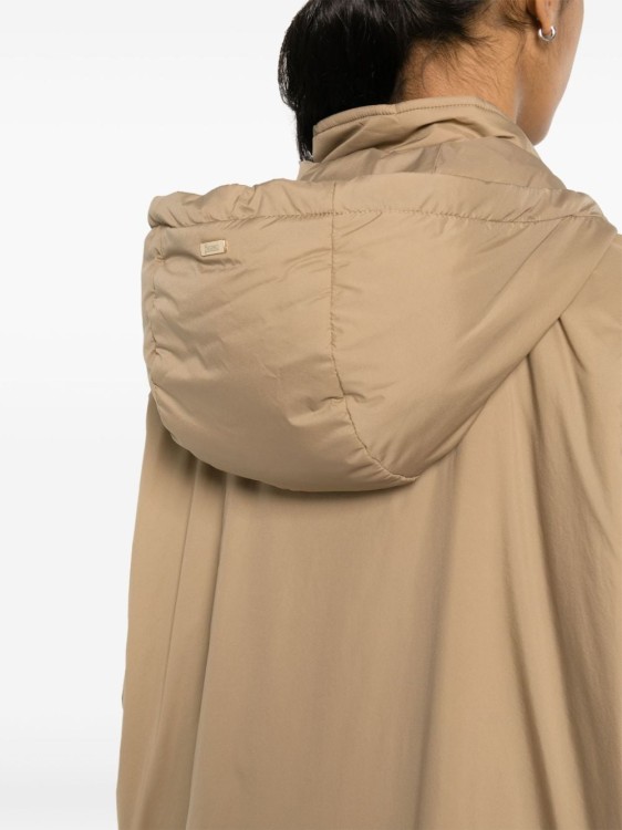 Herno Hooded Long Length Jacket With Adjustable Hood In Brown