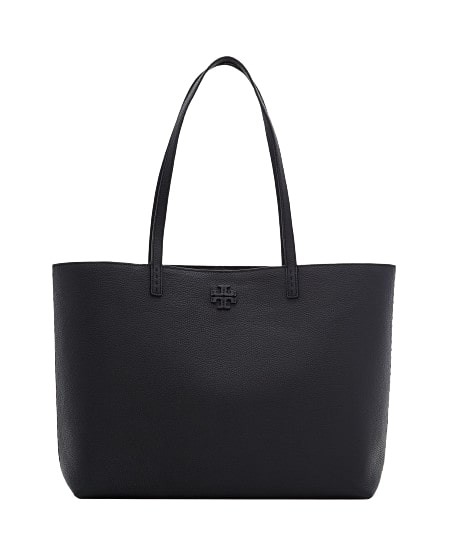 Shop Tory Burch Mcgraw Tote Leather Bag In Black