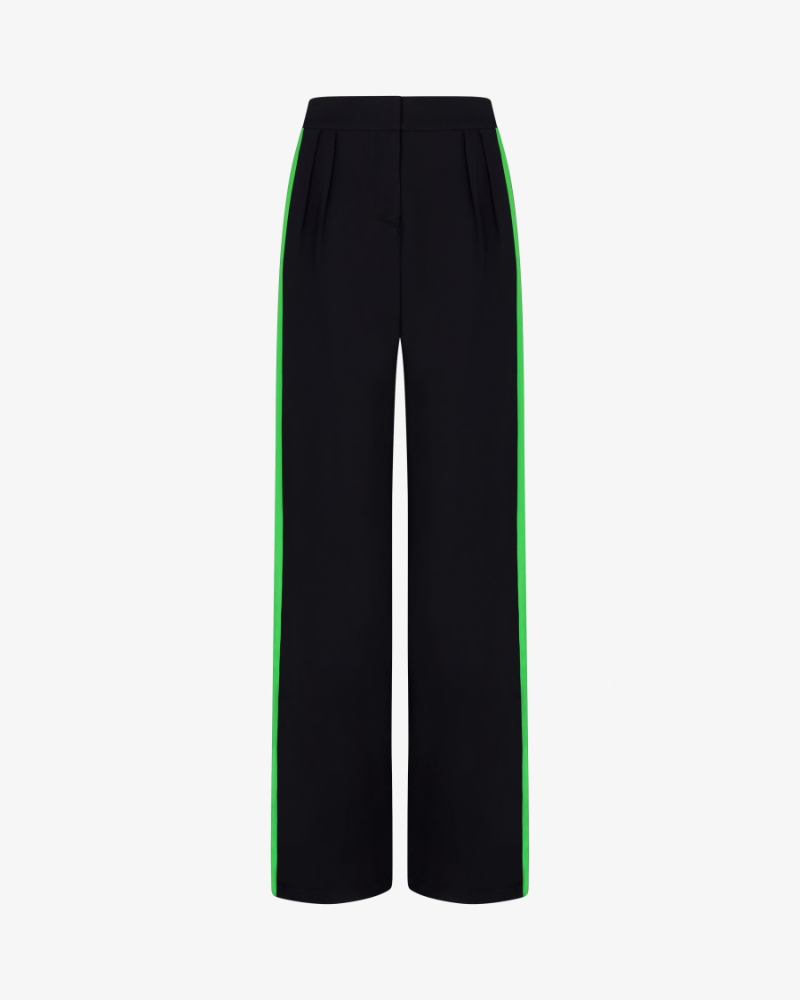 Serena Bute Boyfriend Trouser '24 - Black/bright Green In Black