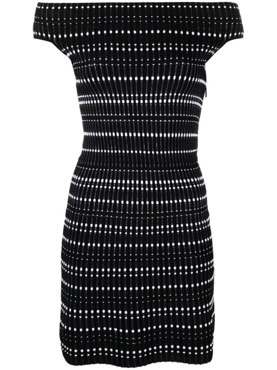 Shop Alexander Mcqueen Mini Knit White/black Dress