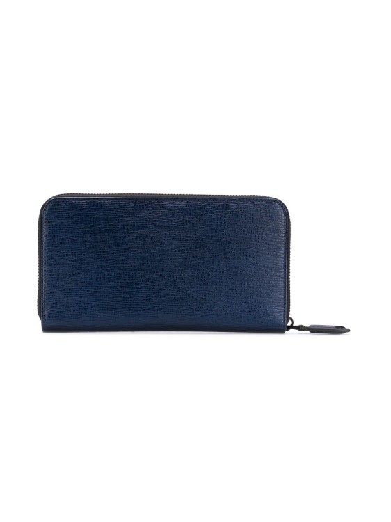 Shop Ferragamo Navy Blue Gancini Wallet In Black